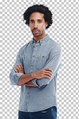 Portrait of a handsome man with his arms crossed in isolated on a png background