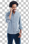 A handsome man talking on his mobile phone isolated on a png background