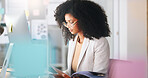 Female IT working on a desktop computer. Happy Information Technology operation professional or expert doing software management for work efficiency in tech organization or business company