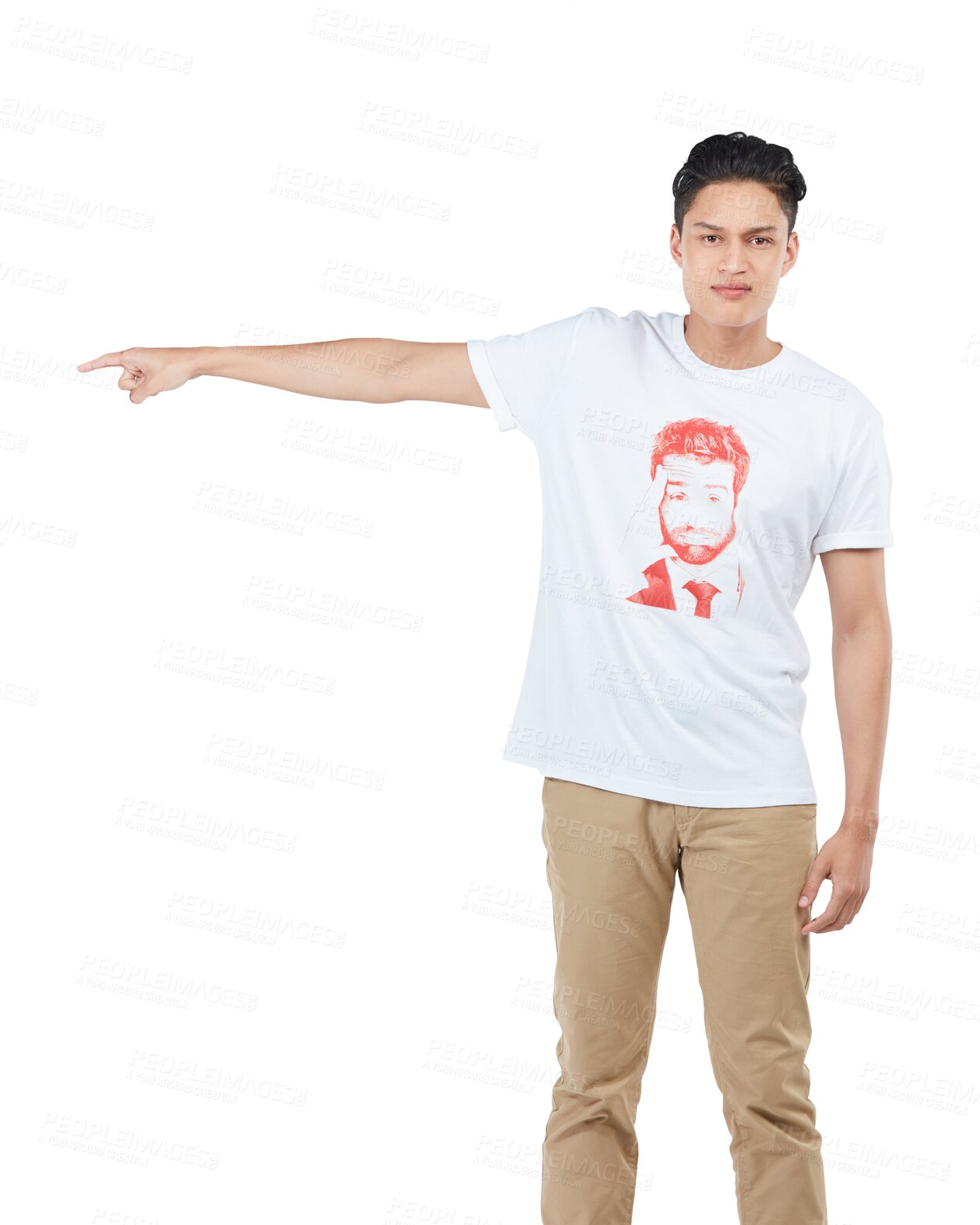 Buy stock photo Asian, portrait and man with isolated and transparent is angry for a commercial with marketing. Young male, and decision with png background for notification with a target to show people the goal.