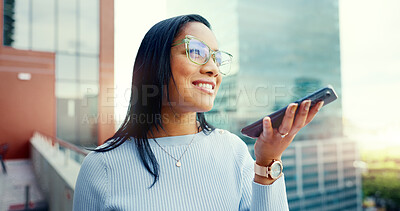 Business woman, business phone call and time management in city outdoor for communication. Entrepreneur person with urban buildings and motivation for networking, schedule and success deal conversation