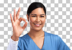 PNG portrait of a young doctor showing the ok sign 