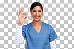 PNG portrait of a young doctor showing the ok sign 