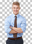 PNG ambitious young businessman crossing his arms 