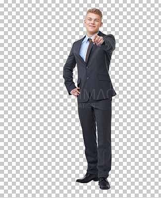 Buy stock photo PNG A young businessman pointing at you while 