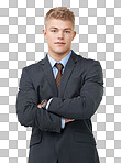 PNG An ambitious young businessman crossing his arms 