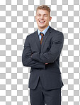 PNG of an ambitious young businessman crossing his arms 