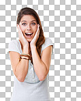 PNG of a beautiful young woman looking surprised