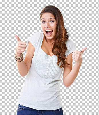 Buy stock photo PNG  gorgeous young woman giving an enthusiastic thumb