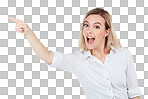 PNG of Studio shot of a young businesswoman pointing 