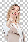 PNG of Studio shot of a young woman showing a thumbs down gesture 