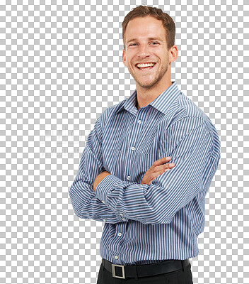 Buy stock photo PNG Studio portrait of a happy young businessman posing 
