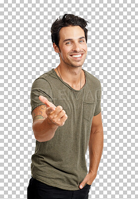 Buy stock photo PNG of a handsome young man pointing at you