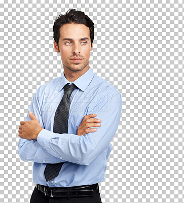 Buy stock photo A handsome businessman posing isolated on a png background