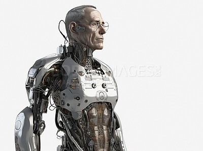 robot futuristic soldier in combat 3D render science fiction