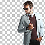 A handsome man posing isolated on a png background