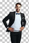 A handsome man wearing a tuxedo isolated on a png background