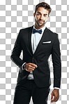 A handsome man wearing a tuxedo isolated on a png background