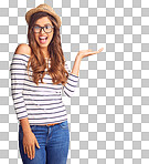 Studio portrait of an attractive young woman presenting your copy space isolated on a png background