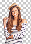 Studio portrait of an attractive and happy young woman posing isolated on a png background