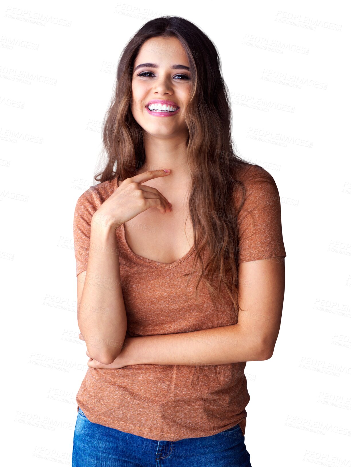 Buy stock photo Fashion, portrait and smile of woman isolated on a transparent png background. Happy face, confident person and fashionable female model from Australia posing in stylish, trendy or cool clothes.