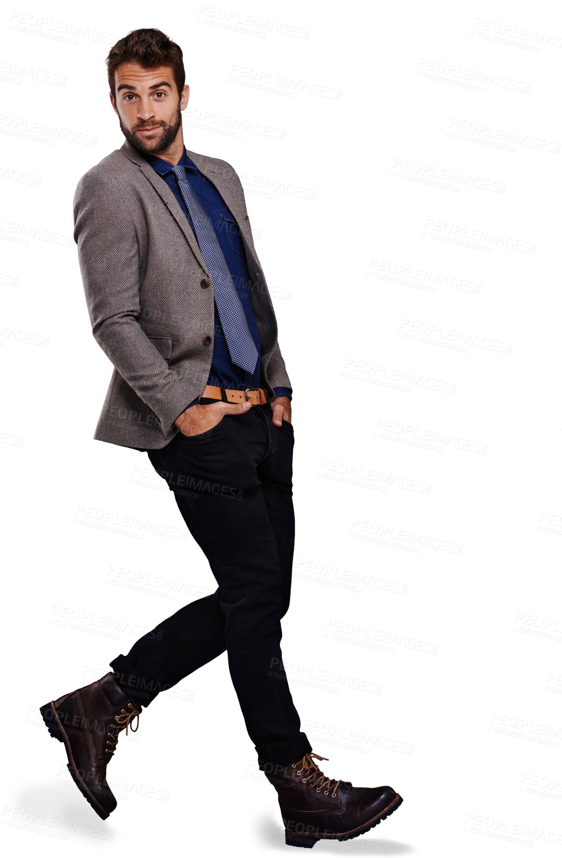 Buy stock photo Corporate fashion, portrait and a businessman in a suit isolated on a transparent png background. Confident, young and an employee in work clothes for the workplace and professional career as lawyer