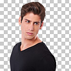 Studio shot of a young man in a t-shirt isolated on a png background