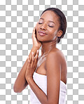 Studio shot of a beautiful young woman touching her skin isolated on a png background