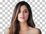 Studio portrait of a beautiful young woman posing isolated on a png background