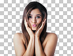 Studio portrait of a beautiful young woman posing isolated on a png background