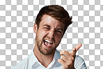 Studio portrait of a handsome young man making a face isolated on a png background