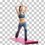 Studio shot of a fit young woman doing yoga isolated on a png background