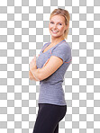 portrait of an attractive woman in gym clothes isolated on a png background