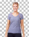 Studio portrait of an attractive woman in gym clothes isolated on a png background