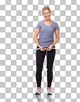 An attractive woman measuring her workout progress with a tape measure isolated on a png background