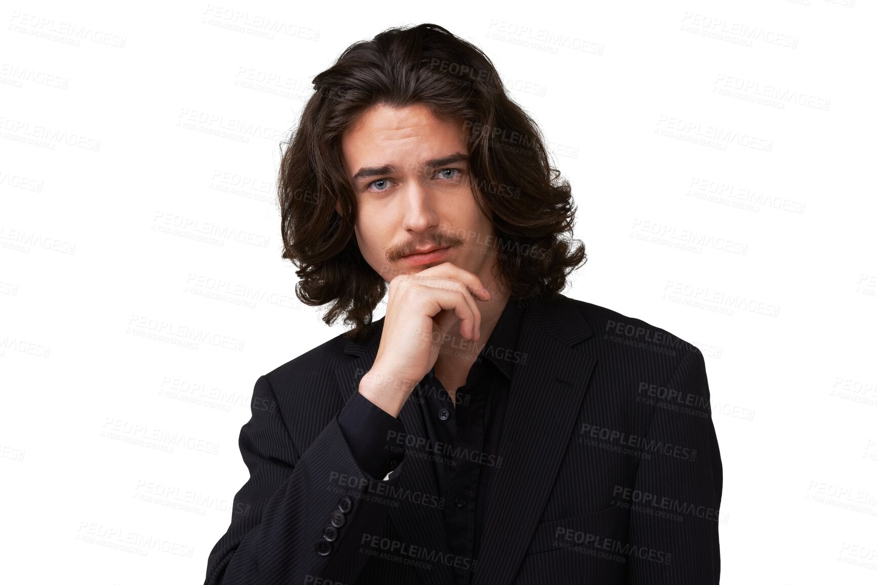 Buy stock photo Man, portrait and modern fashion with confidence and suit isolated on a transparent, png background. Formal blazer, attractive and male person with hip clothing of a model with professional style