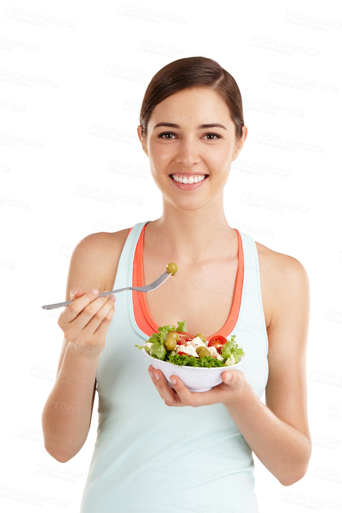 Buy stock photo Health, food and portrait of woman with salad on isolated, transparent and png background. Healthy eating, lose weight and lady nutritionist with vegetarian meal for balance, detox or superfood diet