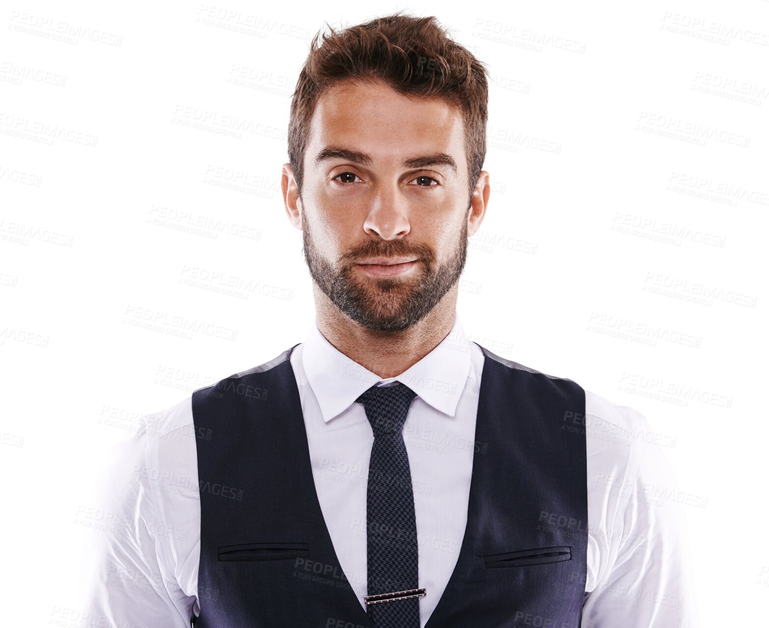 Buy stock photo Isolated young business man, portrait and fashion with confidence, handsome and transparent png background. Businessman, entrepreneur or model with professional aesthetic, corporate style and clothes