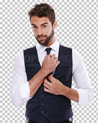 Buy stock photo Portrait, fashion and a handsome man in formal clothes isolated on a transparent background for style. Model, confident and classy with a suave young gentleman posing in smart clothing on PNG