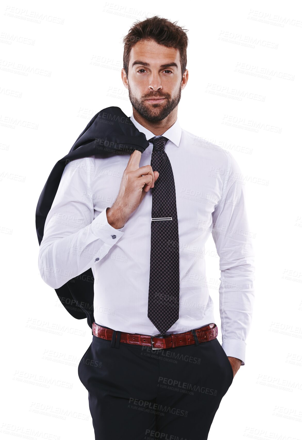 Buy stock photo Portrait, accountant and confident business man isolated on a transparent png background. Serious, handsome professional and entrepreneur, auditor and person from Australia with mindset for career.