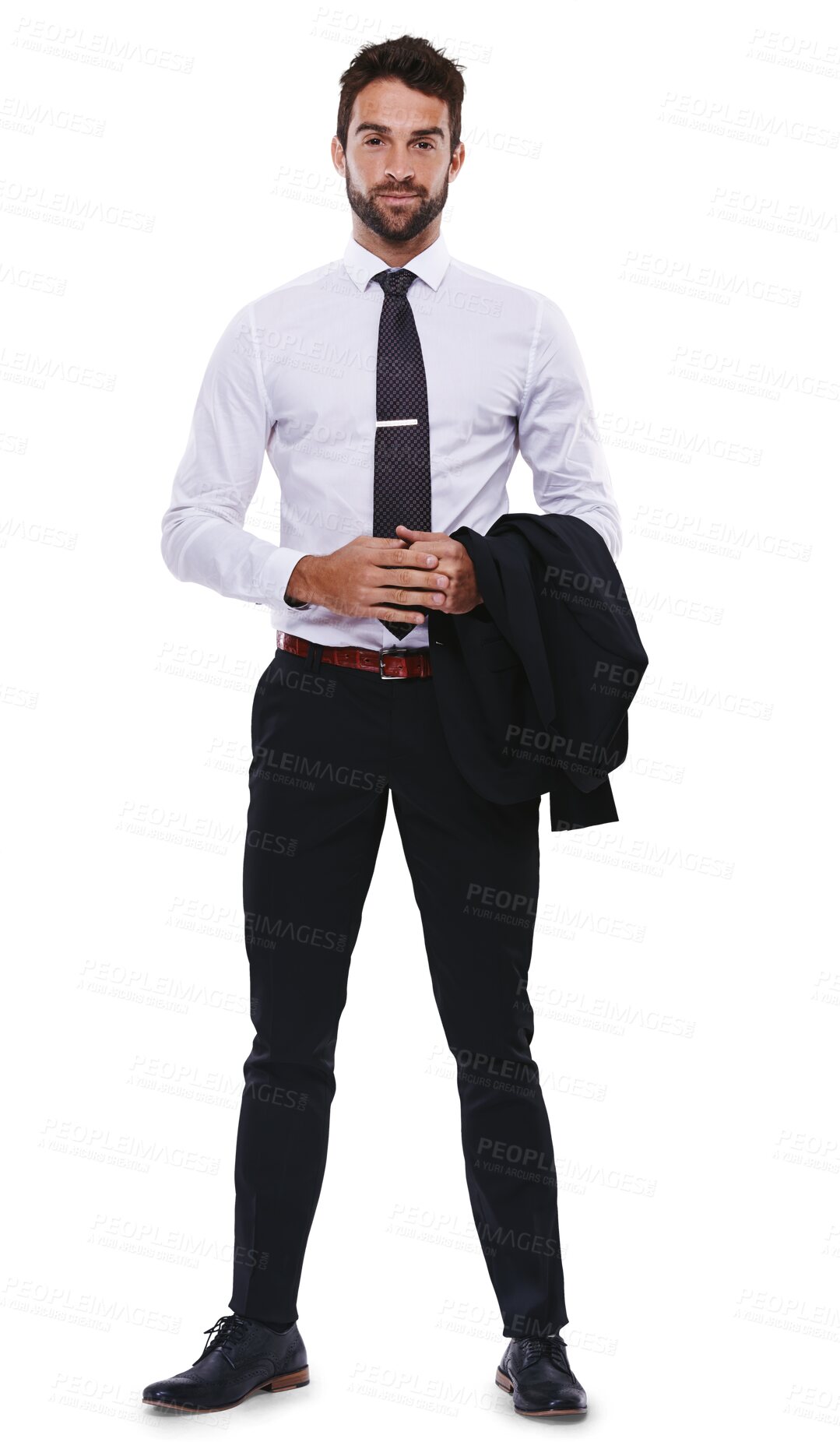 Buy stock photo Portrait, fashion and business man standing isolated on a transparent png background. Confident, corporate and model, professional or entrepreneur from Australia in stylish, trendy and classy clothes