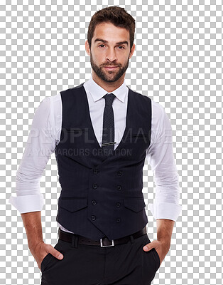 Buy stock photo Portrait, accountant and confident business man isolated on a transparent png background. Serious, corporate and professional, entrepreneur and auditor from Canada with success mindset for career.