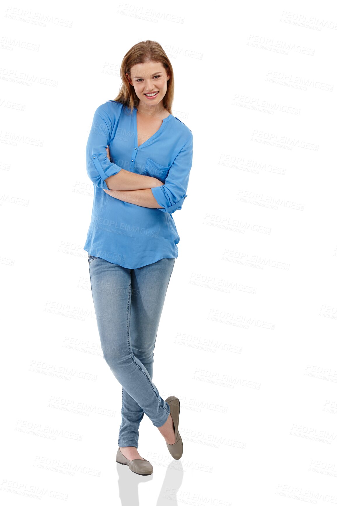 Buy stock photo Smile, student and happy girl with arms crossed for casual and trendy teenage style with confidence. Young female teen, proud and confident in relaxed fashion isolated on a transparent png background