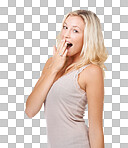 A surprised young beauty isolated on a png background