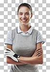 Studio shot of a young golfer isolated on png background