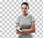 Studio shot of a young golfer isolated on png background