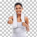 A gorgeous young woman in sportswear giving you the thumb's up isolated on png background