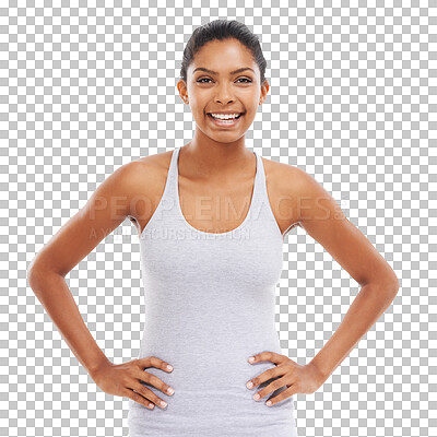 Portrait of a sporty young woman standing against a isolated on