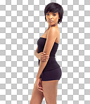 PNG studio shot of a fit young african woman posing.