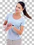 PNG Cropped view of a woman wearing a smartwatch